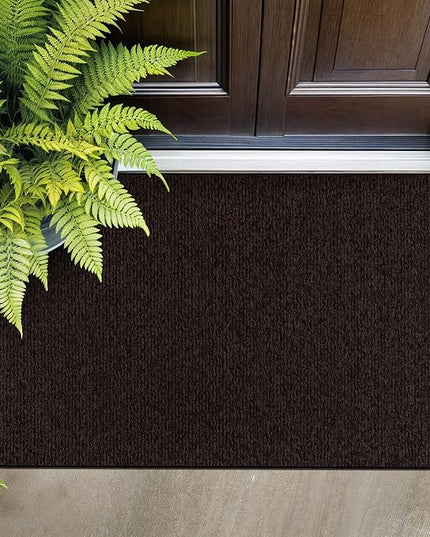Beverly Rug Non-Slip Modern Entry Rug 2x3 Solid Traditional Rubber Backing Machine Washable Soft Thin Indoor Area Rugs for Living Room Stain Resistant Non Shedding Casual Carpet (2 x 3 Brown)