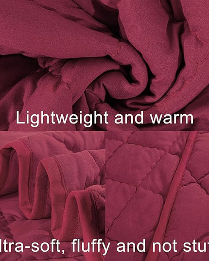 NTBAY Toddler Bedding Set - 4 Piece Soft and Breathable Crib Bedding Set for Boys and Girls, Includes Quilted Comforter, Fitted Sheet, Flat Top Sheet and Envelope Pillowcase, Wine Red