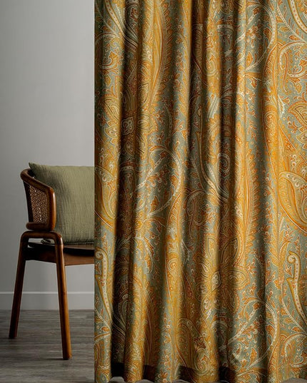 Maison d' Hermine Curtains for Living Room 100% Cotton 108 inch Length Two Panels Light Filtering Curtains for Bedroom Windows with Rod and Loop Pockets (Kashmir Paisley Forest Green, 50" W x 108" L)
