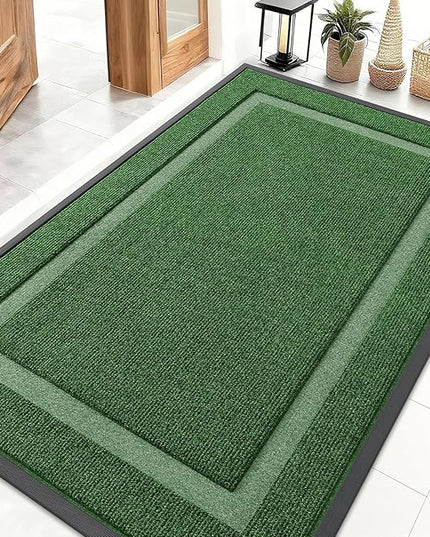 OLANLY Front Door Mat Indoor Outdoor Entrance, Waterproof All-Season, All-Weather Doormat, Sturdy Natural Rubber, Fade Resistant, Low Profile, Easy Clean Patio Porch Entryway Mat, 71x47, Green