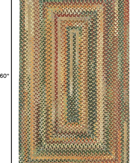 Capel American Heritage Tan Multi 3' 0" X 5' 0" Concentric Rectangle Braided Rug