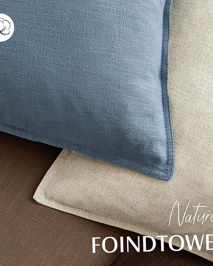 Foindtower Pack of 2, Decorative Linen Soild Throw Pillow Covers Soft Accent Lumbar Cushion Case Farmhouse Pillowcase for Chair Couch Sofa Bedroom Living Room Home Decor 12 x 20 Inch Misty Blue
