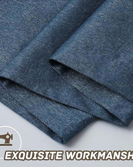100% Blackout Linen Textured Curtains for Living Room, Bedroom, Light Weight Curtains with Grommets Top, Full Blackout Curtains Privacy Protection, Dark Blue, 52" W x 108" L, 2 Panels