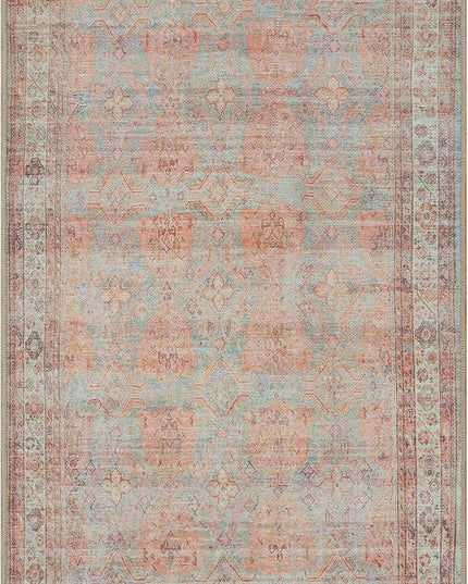 GLN Rugs Traditional Collection - Machine Washable Area Rug, Traditional Washable, Non Slip, Low Pile Chenille Rug, Living Room, Bedroom, Kitchen Rug (2'6"x7' Multicolor)