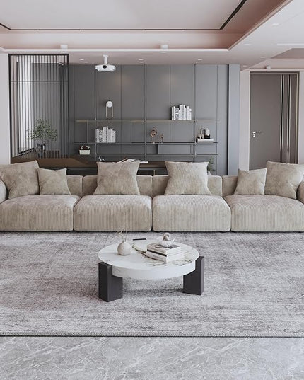 JACH 181" Oversized Modular Sectional Sofa, Deep 4-Seats Sectional Couch, Huge Plus Convertible Soft Sofas, Corduroy Minimalist Couches for Living Room, Office, Apartment, Light Brown