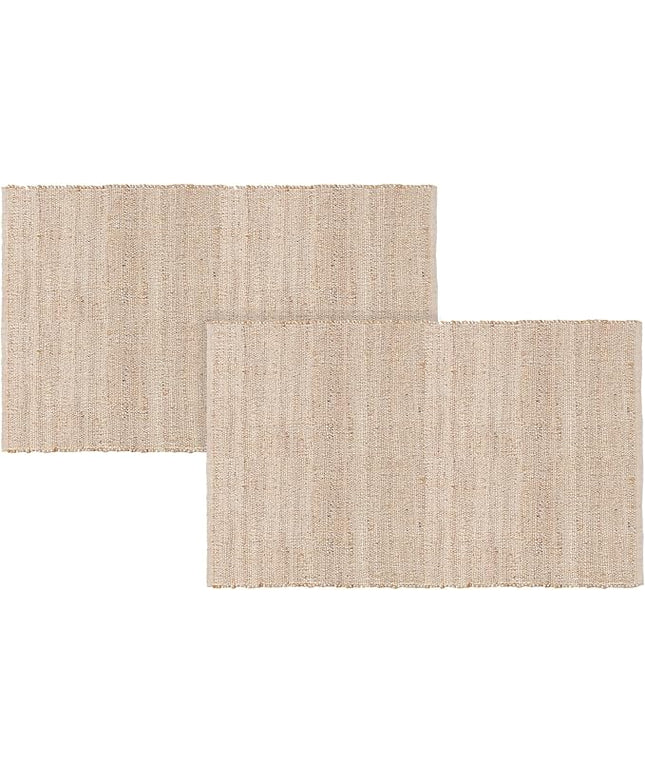 REDEARTH · Jute Cotton Area Rug - 4'x6' Rectangular Rug, Sustainable Handwoven, Non-Shedding, Soft & Durable – Reversible, Neutral Tones for Home Décor in Living Room, Dining Room, Bedroom, Set of 2