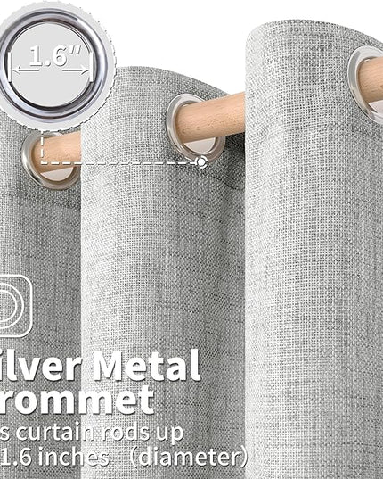 BGment Light Grey Linen Curtains 95 Inch Long for Living Room - Burlap Textured Light Filtering Window Treatments Grommet Sheer Drapes for Farmhouse, 2 Panels, 52 X 95 Inch