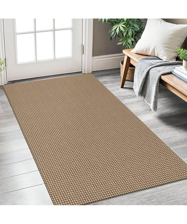 KOZYFLY Boho Rugs for Entryway 3x5 ft Washable Area Rug Non Slip Rubber Backed Entry Rug Woven Indoor Door Mat Cotton Kitchen Rugs Floor Carpet for Entryway, Foyer, Backdoor, Tan/Orange/Brown