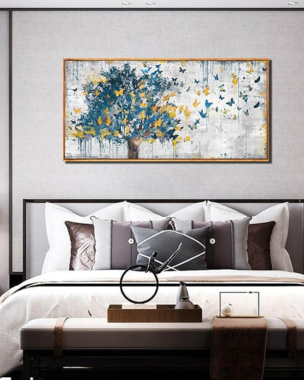 Framed Canvas Wall Art for Living Room Bedroom Office Large Tree of Life Wall Art Butterfly Tree Picture Modern Canvas Prints Decor Size 29x59