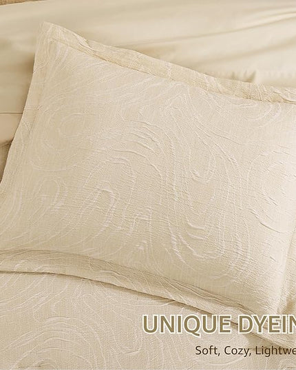 Monbix Full Size Comforter Set, Birch Marble Pattern Bedding Comforter for Full Size Bed Set, Reversible Bedding Sets 7 Pieces, Bed in a Bag with Comforter, Sheets, Pillowcases & Shams