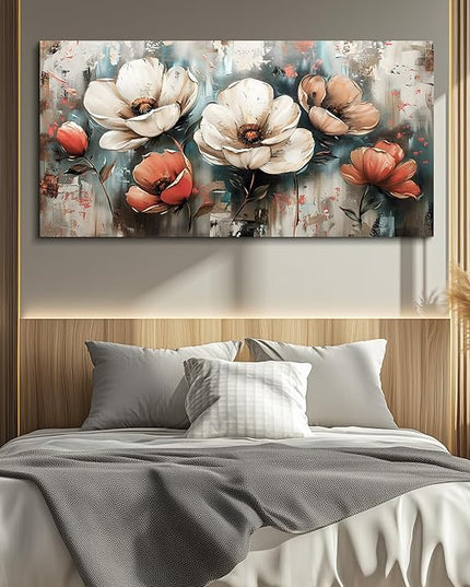 FUHAIHUA Canvas Decor For Living Room Large Wall Art For Office Bedroom Decorations Flowers Landscape Paintings Boho Pictures Artwork Aesthetic Posters Ready To Hang Home Decor 30x60 In