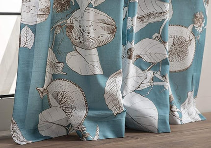 Maison d' Hermine Curtains for Living Room 100% Cotton 84 inch Length One Panel Light Filtering Curtains for Bedroom Windows with Rod and Loop Pockets Drapes (Manon Blue, 50" W x 84" L)