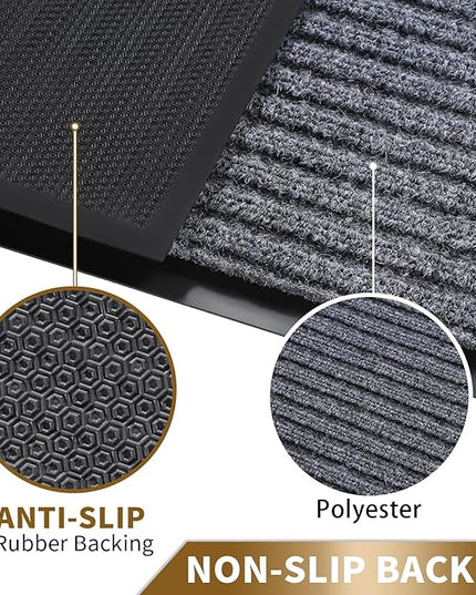 Yimobra Front Door Mat Outdoor Indoor Entrance, 100% Waterproof All-Season All Weather Doormat, Welcome Matt Outside Entry, Non Slip, Low Profile, Heavy Duty Patio Porch Floor Mats,47 x 24,Gray White