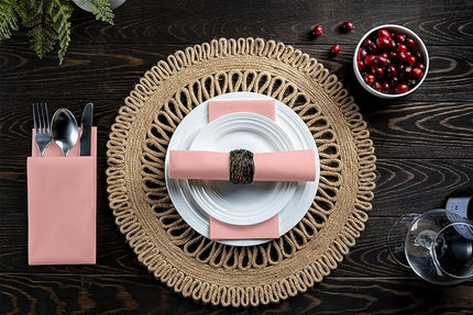 Linen-Feel Colored Paper Napkins - Decortive Cloth-Like Mellow Rose Dinner Napkins - Soft And Absorbent. For Kitchen, Party, Wedding, Bathroom Or Any Occasion. (Pack of 100)