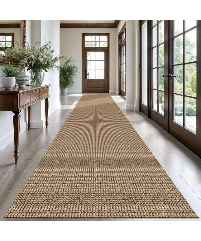 KOZYFLY Extra Long Runners for Hallways 3x20 ft Washable Kitchen Runner Non Slip Rubber Backed Hallway Rug Cotton Entryway Runner Rug Floor Carpet for Indoor Hall, Kitchen, Stair, Tan/Orange/Brown
