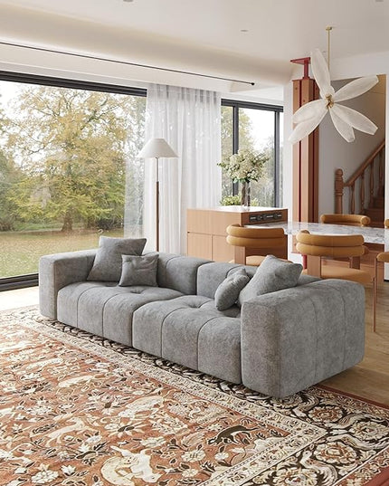 JACH 2 Seater Sofas Sectional Couches, Modern Love Seat Office Couch, Loveseat Modular Couch, Cozy Sleeper Sofa for Apartment, Bedroom, Living Room (Linen Fabric, Grey)