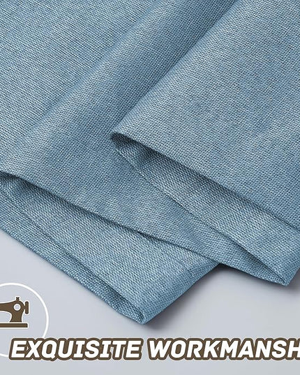 Light Weight Curtains 100% Blackout Linen Textured Curtains 96 Inch Length for Living Room, Bedroom, Full Blackout Curtains with Grommets Top, Light Blue, 37" W x 96" L, 2 Panels