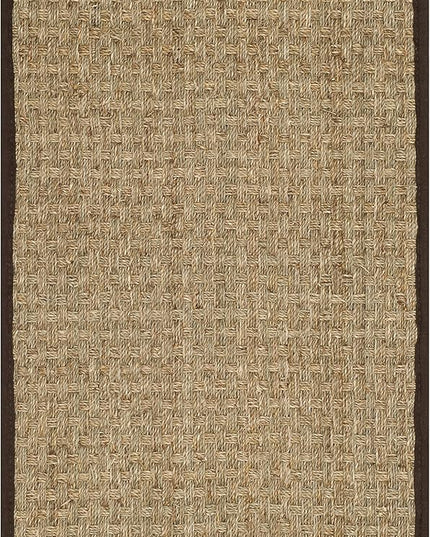 SAFAVIEH Area Rug 2x3 - Natural Fiber Collection - Natural & Dark Brown, Seagrass, Basketweave Pattern with Border (NF114K)