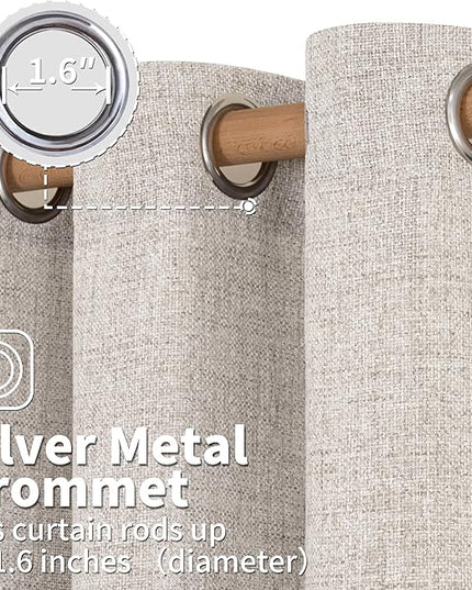 BGment Grey Brown Linen Curtains 84 Inch Long for Living Room - Burlap Textured Light Filtering Window Treatments Grommet Sheer Drapes for Farmhouse, 2 Panels, 52 X 84 Inch