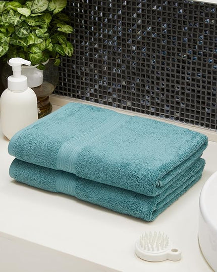 Amazon Basics Fade-Resistant 100% Cotton Bath Towel, 2 Pack, 30"x54", Teal Green