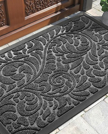Yimobra Large Door Mat Outside Entrance 36x24, Waterproof Sturdy Outdoor Mats for Front Door, Heavy Duty Non-Slip Doormat for Garage Patio Entryway Indoor, Easy Clean, Grey