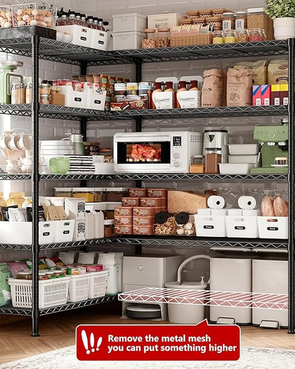 REIBII 70" W Storage Shelves Heavy Duty Load 1600LBS, Metal Shelving 5-Tier Wire Shelving Unit Metal Shelves for Storage Adjustable Shelving Rack for Pantry Kitchen 70" W*15.8" D*72.4" H, 2 Pack