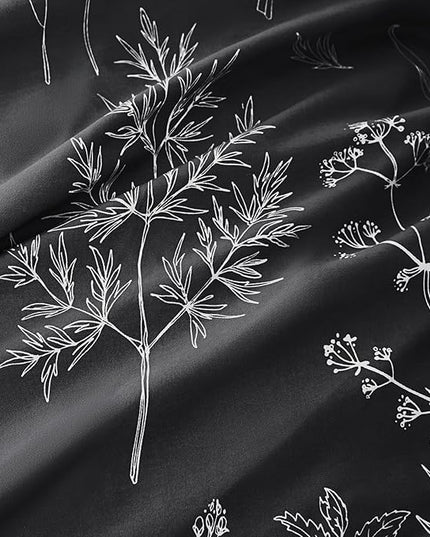 Love's cabin King Size Comforter Set Black - King Comforter Set, 3 Pieces Cute Floral Bedding Sets for All Seasons,1 Soft Reversible Botanical Flowers Comforter and 2 Pillow Shams