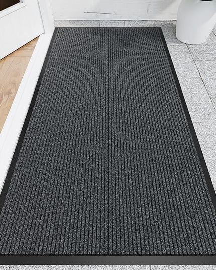 Front Door Mat, 3' x 6' Heavy Duty Indoor Outdoor Door Mat for Entryway, Commercial Door Mats Entrance, Low Profile Welcome Mats Non-Slip, Durable Rubber Backing Entry Mat for Patio, Home