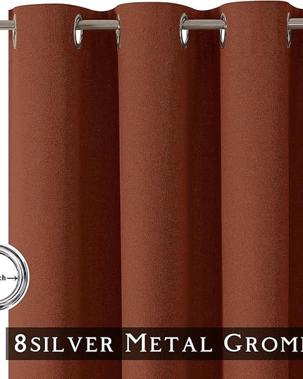 ChrisDowa 100% Blackout Terracotta Solid Curtains 96 Inches Long 2 Panels for Bedroom Living Room,Farmhouse Room Darkening Thermal Insulated Soundproof Grommet Top Window Treatment Drapes,52x96