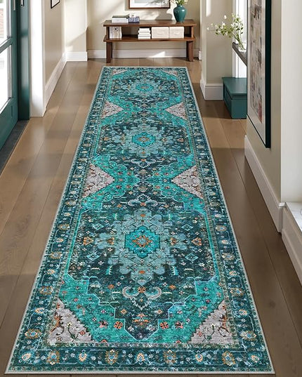 Ciicool Washable Vintage Runner Rug 2' x 8' ft Hallway, Boho Low Pile Long Non Slip Soft Kitchen Carpet Indoor Oriental Throw Rug