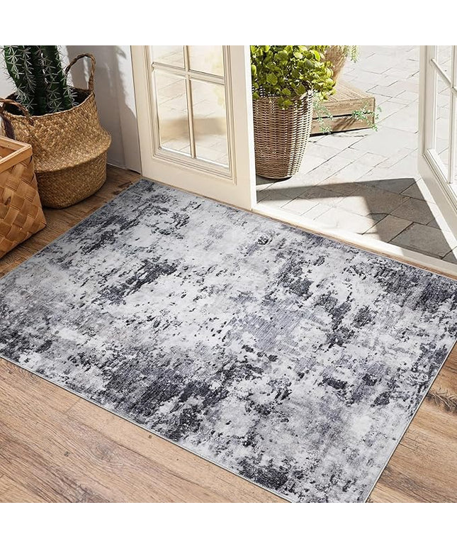 Modern Abstract 2x3 Area Rug Non Slip Non Shedding Low Pile Stain Resistant Rug for Entryway Kitchen Bedroom,Grey