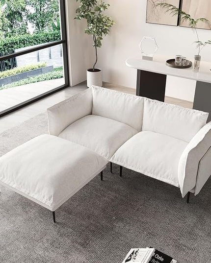 WJShome Modular Velvet Sectional Sofa with Chaise, 74" Modern L-Shaped Couch for Living Room, 3-Seater Sofa with Removable Cushions and 8" High Metal Legs, Easy to Clean, Beige