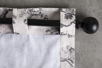 Maison d' Hermine Curtains for Living Room 100% Cotton 96 inch Length One Panel Light Filtering Toile Curtains for Bedroom Windows with Rod and Loop Pockets Drapes (Bonobo Grey, 50" W x 96" L)