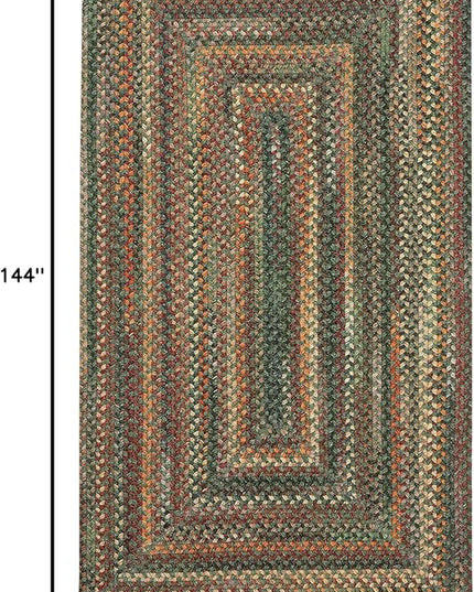 Capel American Heritage Green Multi 9' 0" X 12' 0" Concentric Rectangle Braided Rug