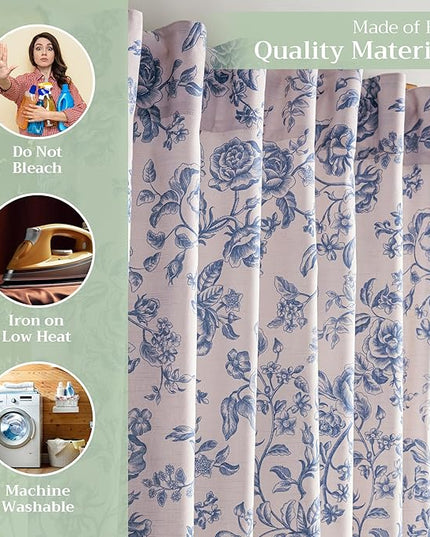 Maison d'Hermine Curtains for Living Room 100% Cotton 84 inch Length One Panel Window Curtains for Bedroom with Loop & Rod Pockets - Roy, 50" W x 84" L