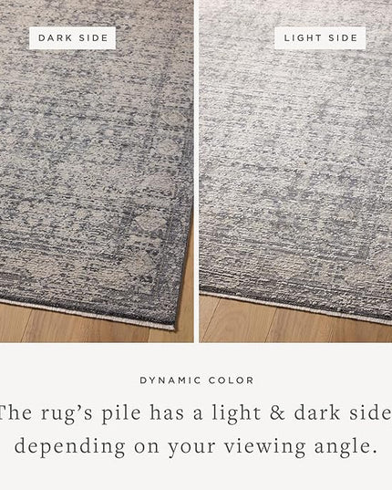 Loloi Amber Lewis Alie Collection ALE-03 Charcoal/Dove 5'-3'' x 5'-3'', .13'' Pile Height, Round Area Rug