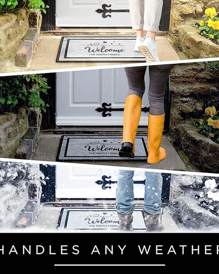 My Sign Center Personalized Doormat, Custom Welcome Mat for Front Door,Love and Hearts, Indoor/Outdoor Anti Slip Backing, 18x30 Inches, Polyestere Top Made in USA