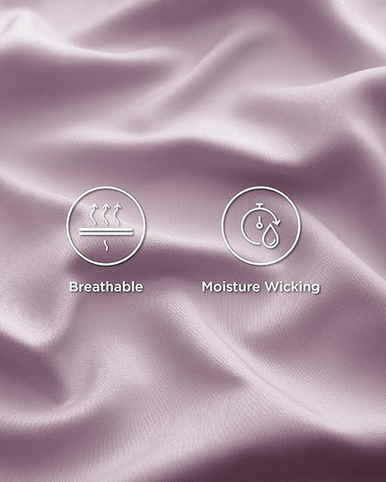 Bedsure Cooling Sheets Twin, Rayon Derived from Bamboo, Breathable & Soft Twin Sheets Set, Deep Pocket Up to 16 Inches, Hotel Luxury Silky Bedding for Hot Sleepers, Lavender