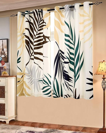 SUBRTEX Light Flitering Curtains 52Wx63L, Room Darkening Vibrant Floral Drapes, 50% Blackout, Semi Sheer Boho Farmhouse Curtains for Living Room, Yellow