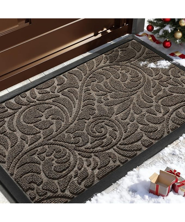 Yimobra Large Door Mat Outside Entrance 36x24, Waterproof Sturdy Outdoor Mats for Front Door, Heavy Duty Non-Slip Doormat for Garage Patio Entryway Indoor, Easy Clean, Brown