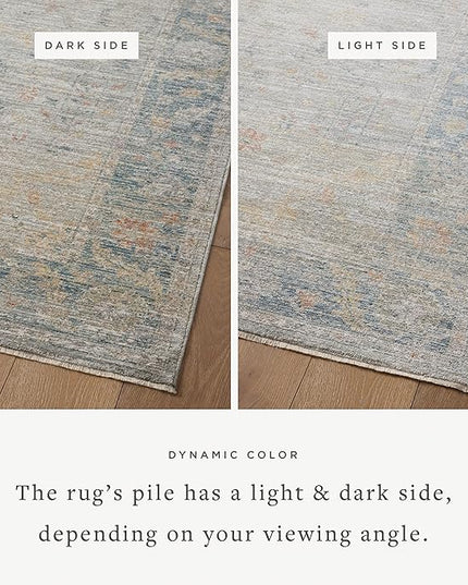 Loloi Magnolia Home by Joanna Gaines Millie Collection MIE-04 Slate/Multi 9'-6" x 13'-1", .25" Pile Height, Area Rug