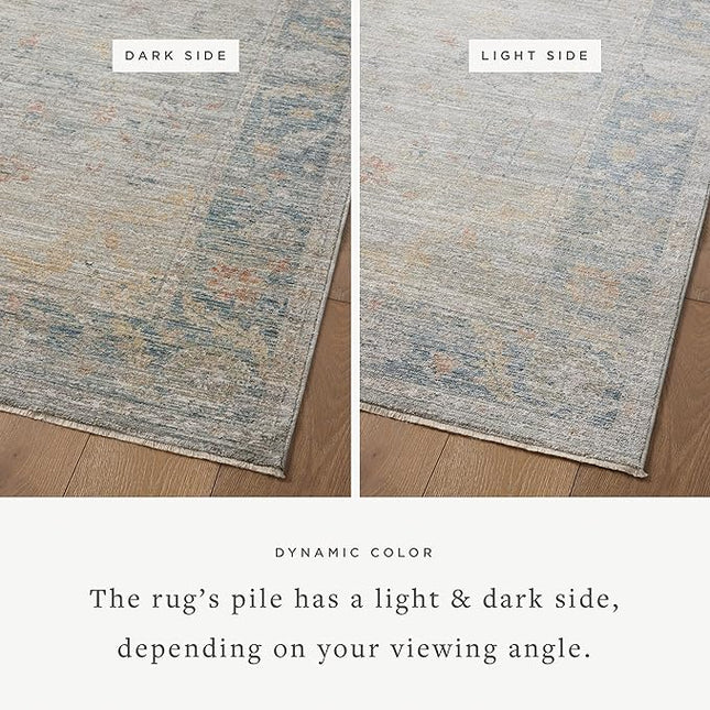 Loloi Magnolia Home by Joanna Gaines Millie Collection MIE-04 Slate/Multi 9'-6" x 9'-6", .25" Pile Height, Round Area Rug