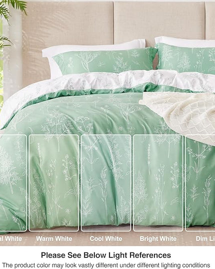 Love's cabin Sage Green Comforter Set Twin - Twin XL Size Comforter Set Dorm Bedding, 2 Pieces Cute Floral Bedding for Women, Soft Reversible Flowers Comforter, 1 Comforter & 1 Pillow Sham