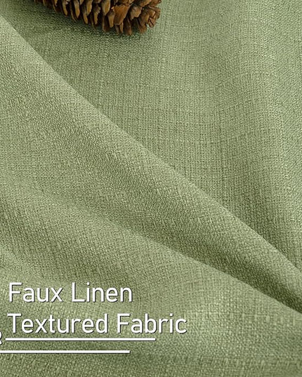 LAMIT Sage Green Linen Textured Curtains for Bedroom, Grommet Thermal Insulated Thick Natural Curtains Noise Reducing Window Treatment Drapes for Living Room/Kitchen, Set of 2 Panels, W52 x L90