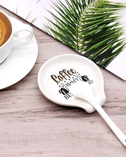 Funny Colour Coffee Spoon Rest-Coffee Ceramic Spoon Holder-Coffee Station Bar Accessories- Coffee is My Best Friend Sig