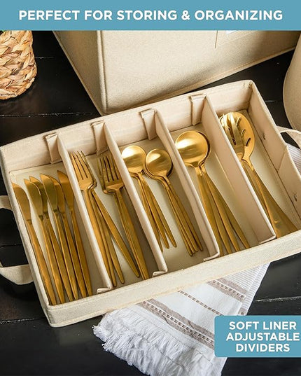 Hard Shell China Storage Containers 8-Piece Set Moving Boxes for Dinnerware, Glasses, Plates, Mugs and Saucers Sturdy Dish Organizer with Dividers for Seasonal Storage - Service for 12 - Beige