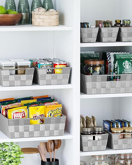 Baskets For Organizing Set Of 9 Grey - Storage Baskets For Shelves - Perfect Closet Organizer Bins, Bathroom Basket, and Pantry Basket - Small Storage Bins For Shelves - Bin For Organization
