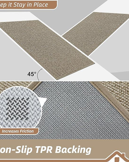 BEQHAUSE Dirt Trapper Door Mat 20" x 32", Non-Slip Washable Doormats Entrance Mat, Dirt Resistant and Absorbent Welcome Mat, Low Profile Floor Mats for Front Back Door and Entryway, Light Beige