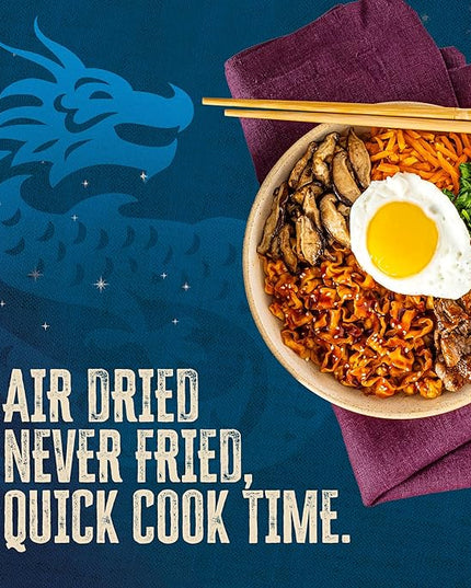 Blue Dragon Korean BBQ Saucy Noodles 4.2 oz (Pack of 3) – Knife-Cut Noodles with Korean-Style BBQ Sauce – Air-Dried, Never Fried – Vegetarian Friendly