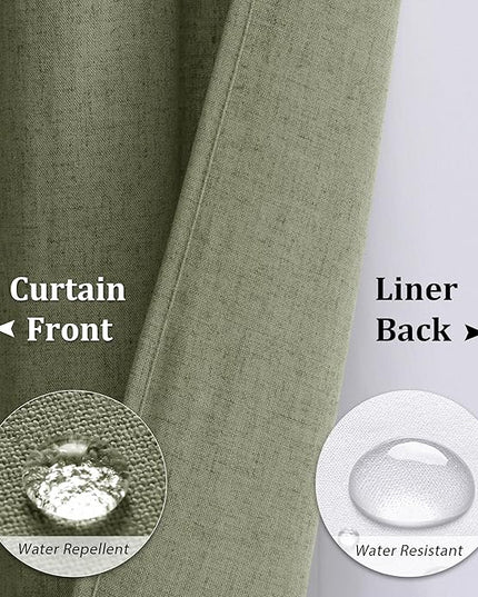 Naturoom Long Shower Curtain with Liner 78 Length Sage Green Linen Shower Curtain and Liner Set Heavy Duty Textured Burlap Cloth Double Bath Curtains with Mesh Top Window Country Style Decor 72x78